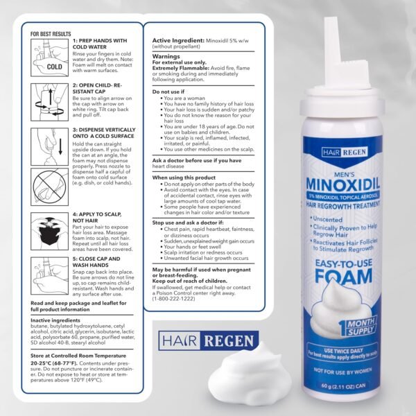 Minoxidil 5% (Mousse)pour Homme HAIR REGEN